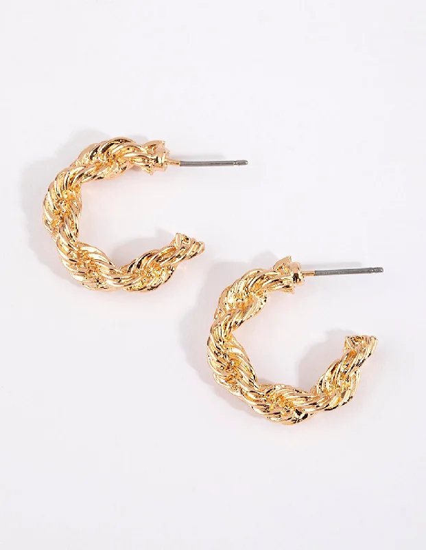 Women’s oval stud earrings-Gold Thick Wrapped Earrings