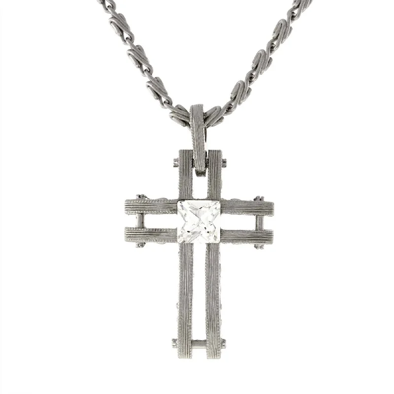 Women’s gold heart necklace-Symbols Of Faith Square Austrian Crystal Cross Pendant Necklace 18"