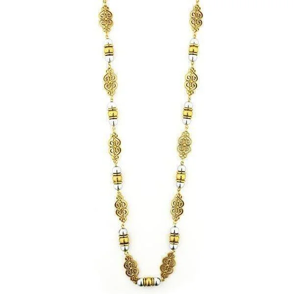 Women’s gemstone necklace-Antiquities Couture Polished Grey Faux Pearl Scroll Rope Necklace 48"