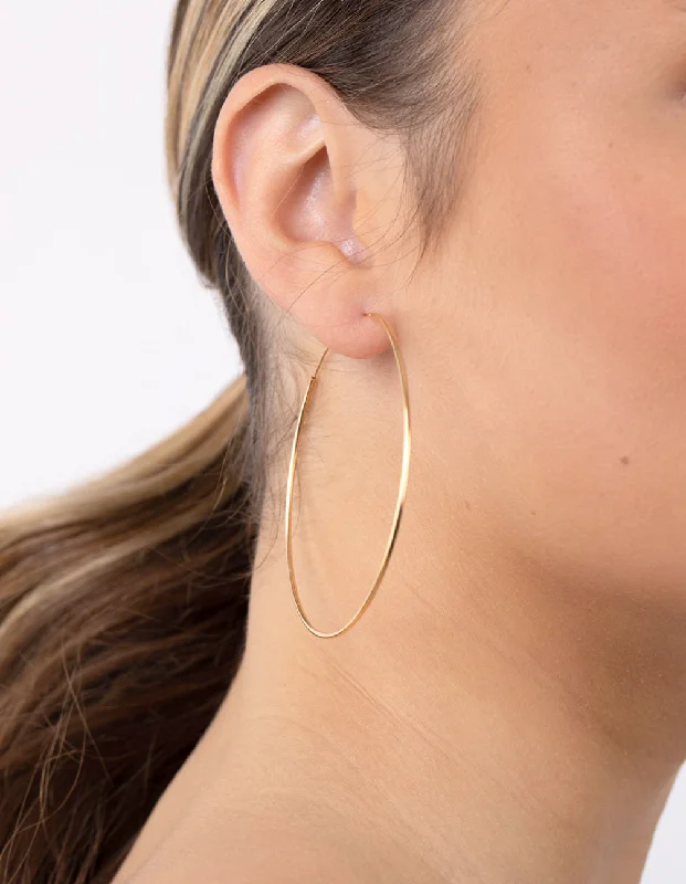 Women’s large statement earrings-Gold Plated Sterling Silver Fine 60mm Hoop