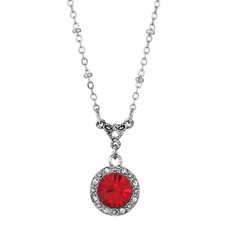 Women’s crystal necklace-1928 Jewelry Petite Red Crystal Drop Necklace 16" + 3" Extender