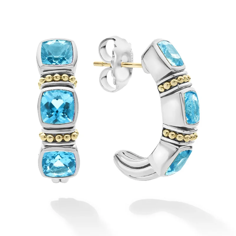 Women’s gold earrings-Rittenhouse Swiss Blue Topaz Hoop Earrings