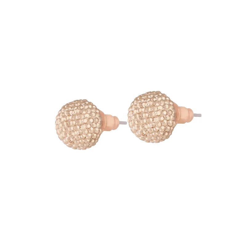 Women’s clip-on gold earrings-Rose Gold Texture Sparkle Ball Stud Earrings