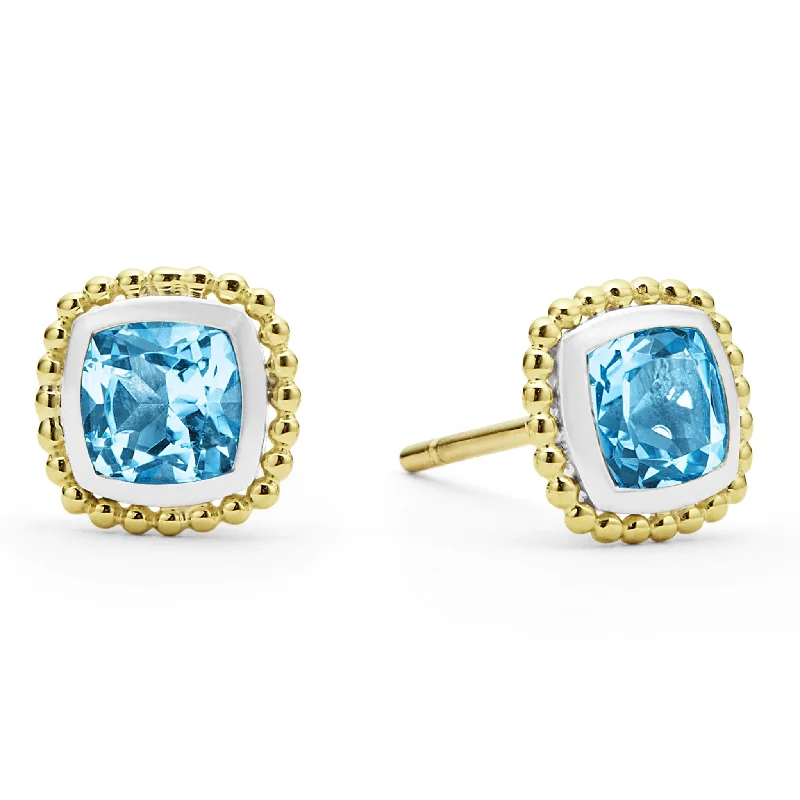 Women’s silver earrings-Rittenhouse Two-Tone Swiss Blue Topaz Stud Earrings