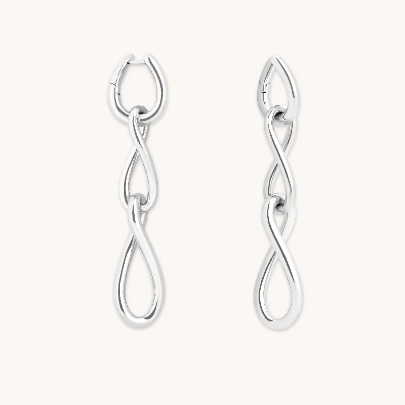 Women’s designer diamond earrings-Infinite Drop Stud Earrings in Silver