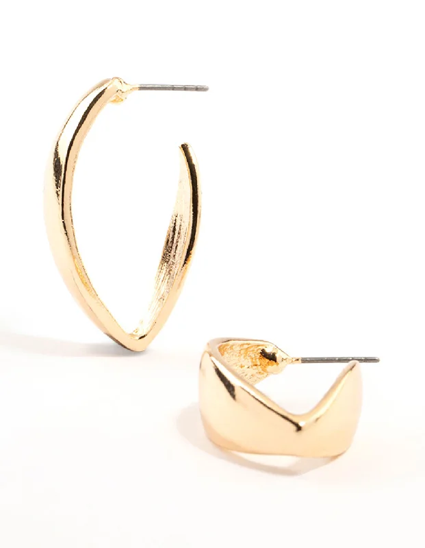 Women’s hoop earrings-Gold Flat Morph Hoop Earrings