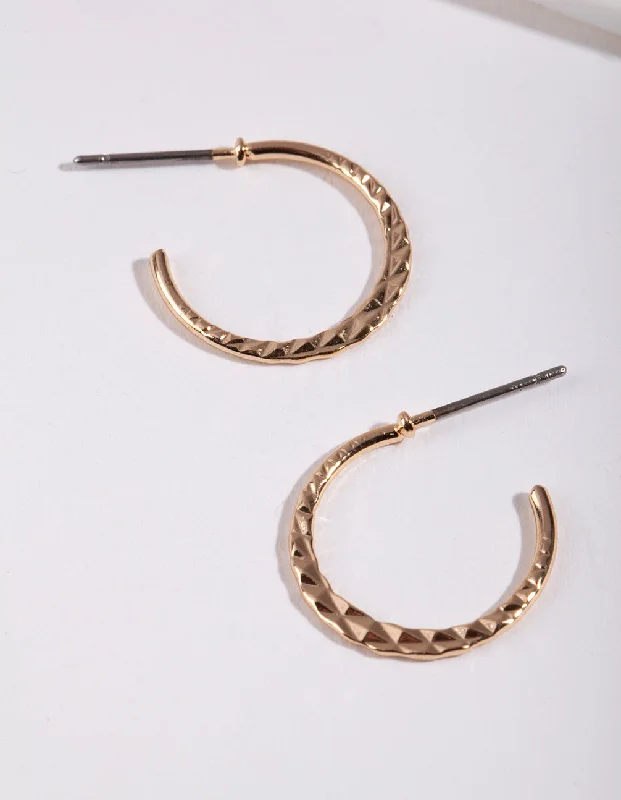 Women’s bar earrings-Gold 16MM Beaded Hoop Earrings