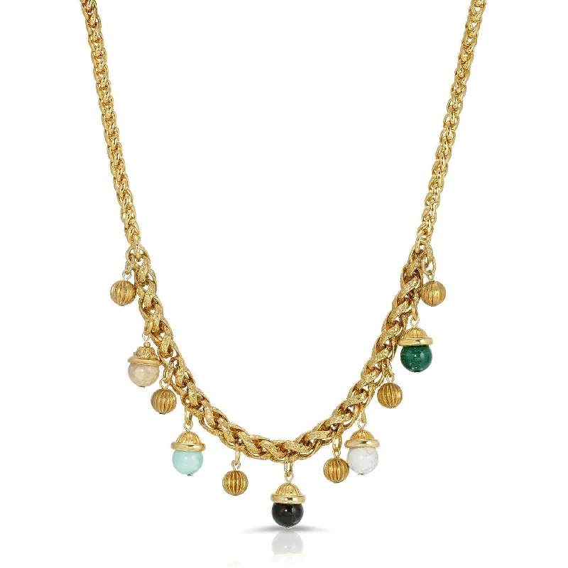 Women’s layered gold necklace-1928 Jewelry Semi Precious Multi Gemstone Drops Necklace 18"