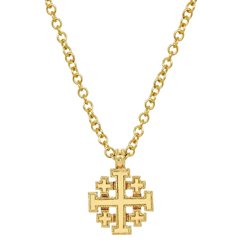 Women’s sterling silver chain necklace-Symbols Of Faith Gold Jerusalem Cross Pendant Necklace 18"