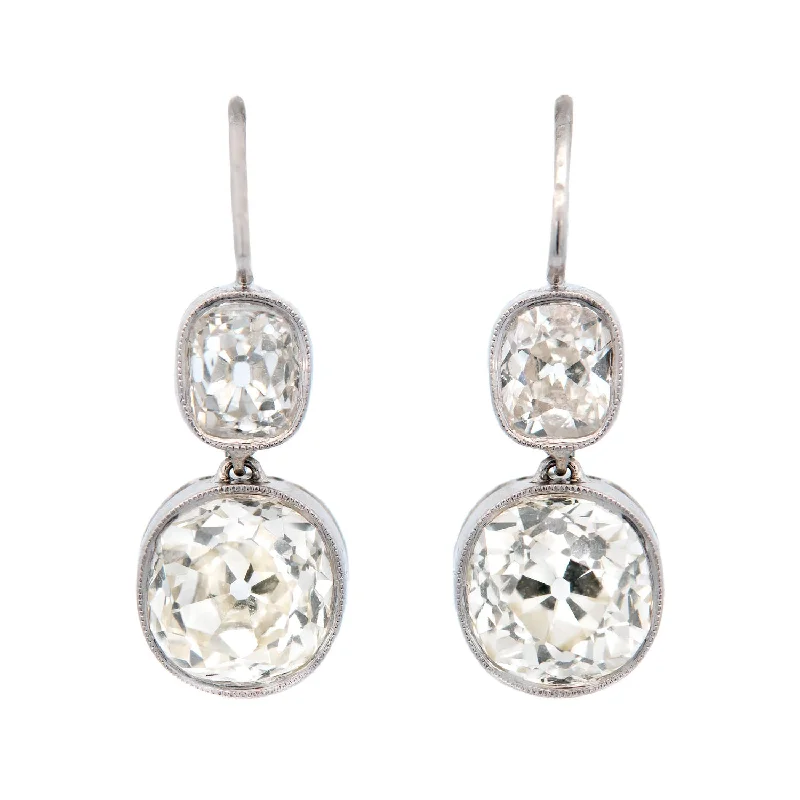 Women’s designer earrings-Edwardian Platinum Old European Diamond Earrings 5ctw