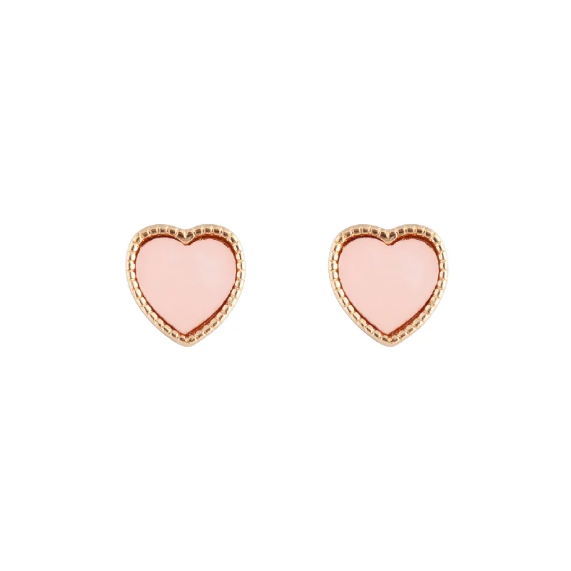 Women’s chic gold earrings-Pink Gold Acrylic Heart Stud Earrings