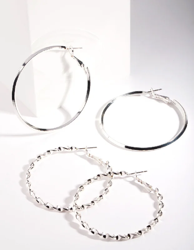 Women’s sapphire earrings-Silver Ultimate Hoop Earring Pack