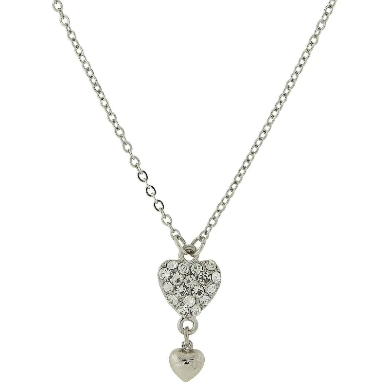 Women’s elegant gold necklace-1928 Jewelry Crystal Heart Pendant With Drop Necklace 16" + 3" Extender