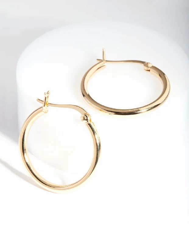 Women’s diamond earrings-Gold Plated Sterling Silver Hoop Earrings