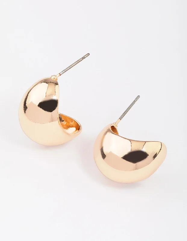 Women’s gold earrings-Gold Chubby Ball Huggie Earrings