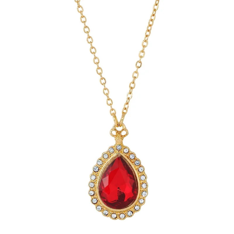 Women’s diamond necklace with gold chain-Regency Stone Teardrop Crystal Pendant Necklace 16" + 3" Extender