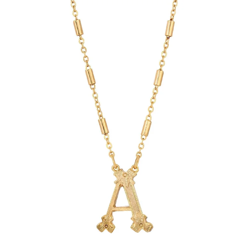 Women’s statement necklace-1928 Jewelry Old Fashioned Initial Pendant Necklace 15" + 3" Extender