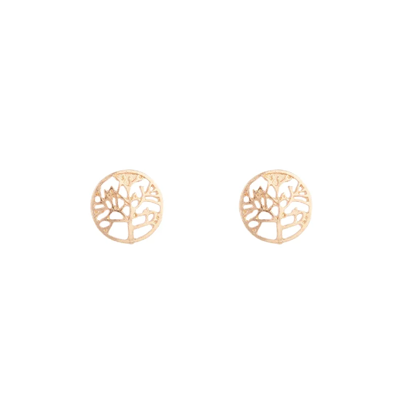 Women’s ear cuff earrings-Gold Tree Of Life Stud Earrings