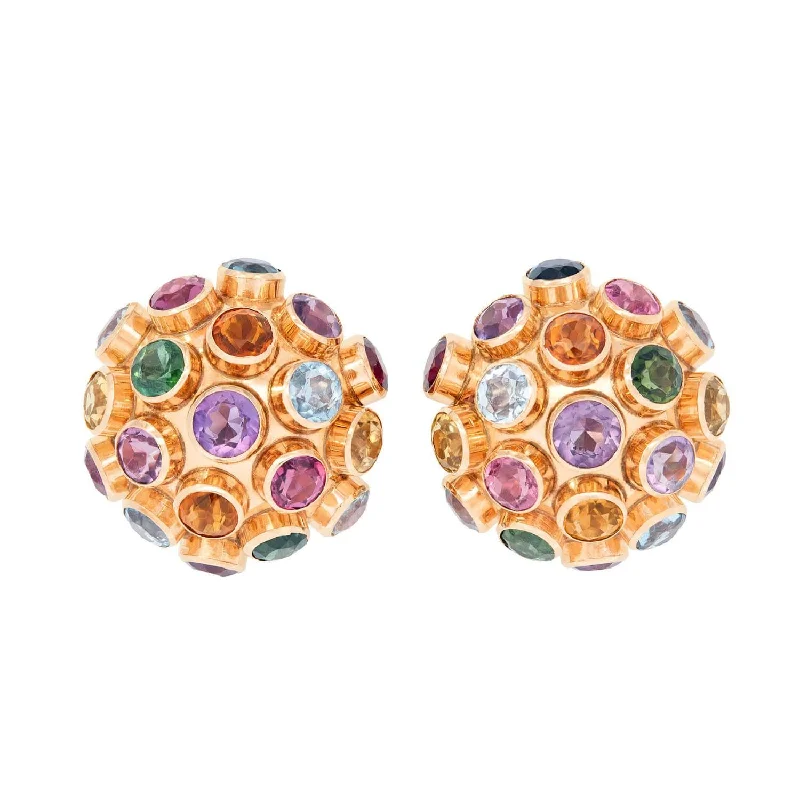 Women’s hoop and stud earrings-Retro 18k Multi Stone Sputnik Earrings