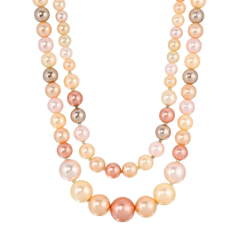 Women’s minimalist necklace-1928 Jewelry Rosabella Multicolor Double Faux Pearl Strand Necklace 18" + 3" Extender