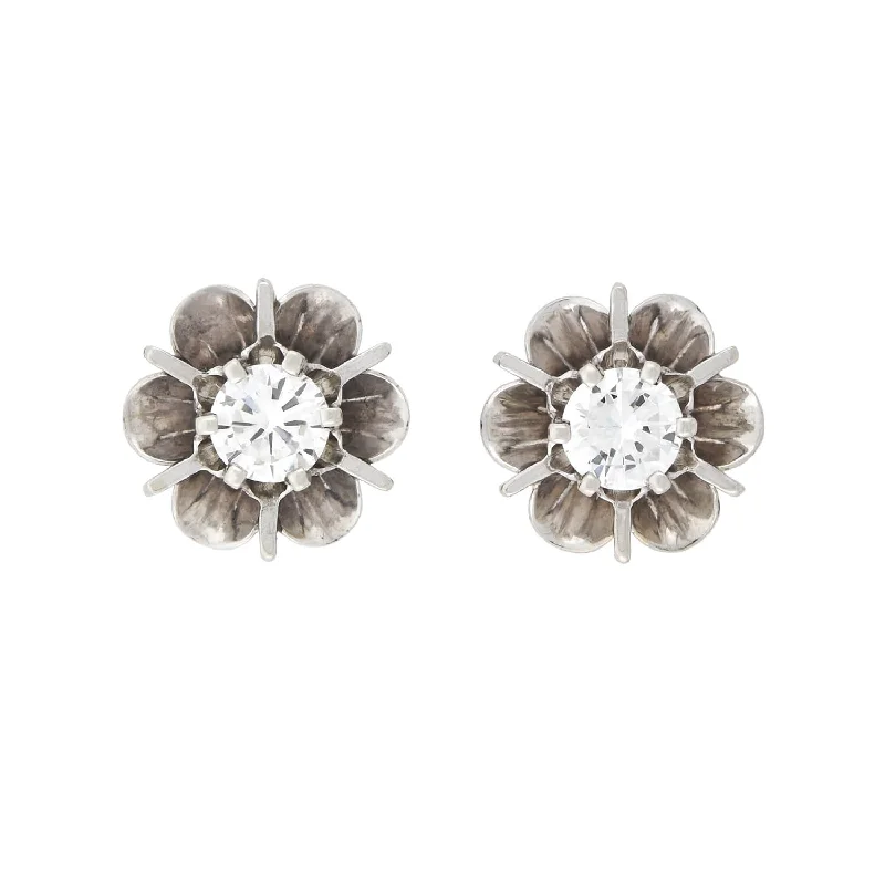 Women’s enamel earrings-Retro 14kt White Gold Diamond Stud Earrings 0.50ctw