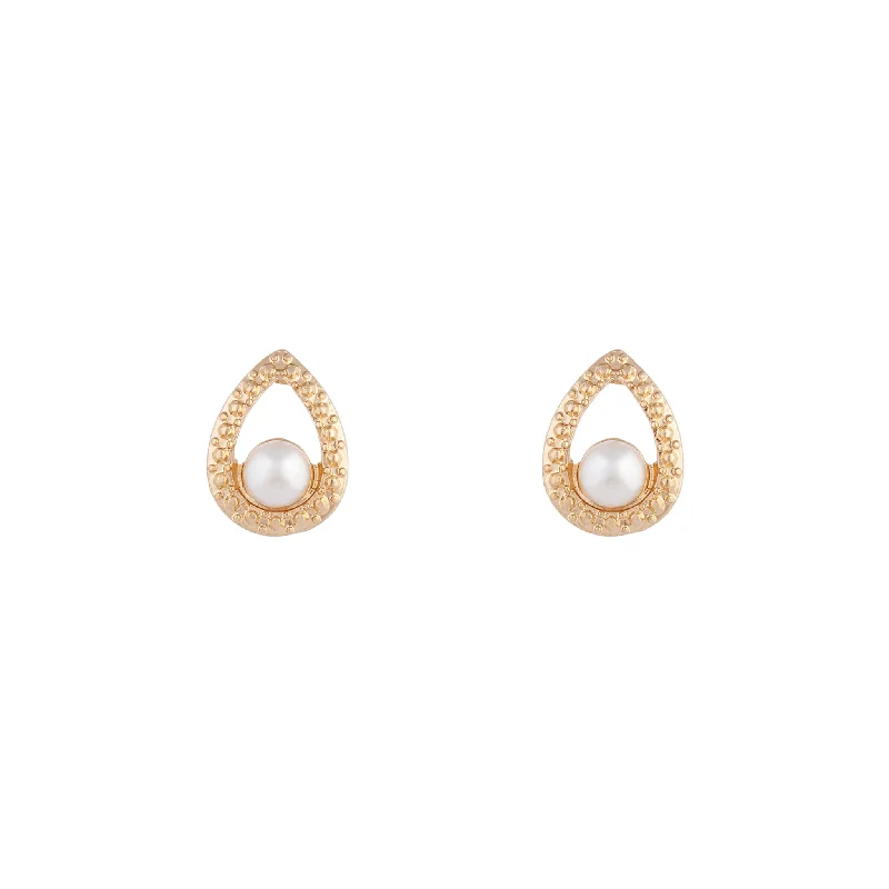 Women’s vintage diamond earrings-Textured Pearl Teardrop Earrings