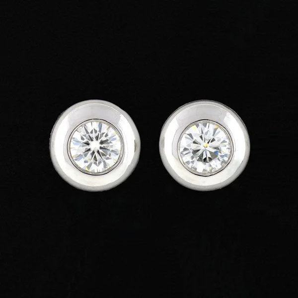 Women’s fashion earrings-Estate Platinum Round Brilliant Diamond Stud Earrings 1.50ctw