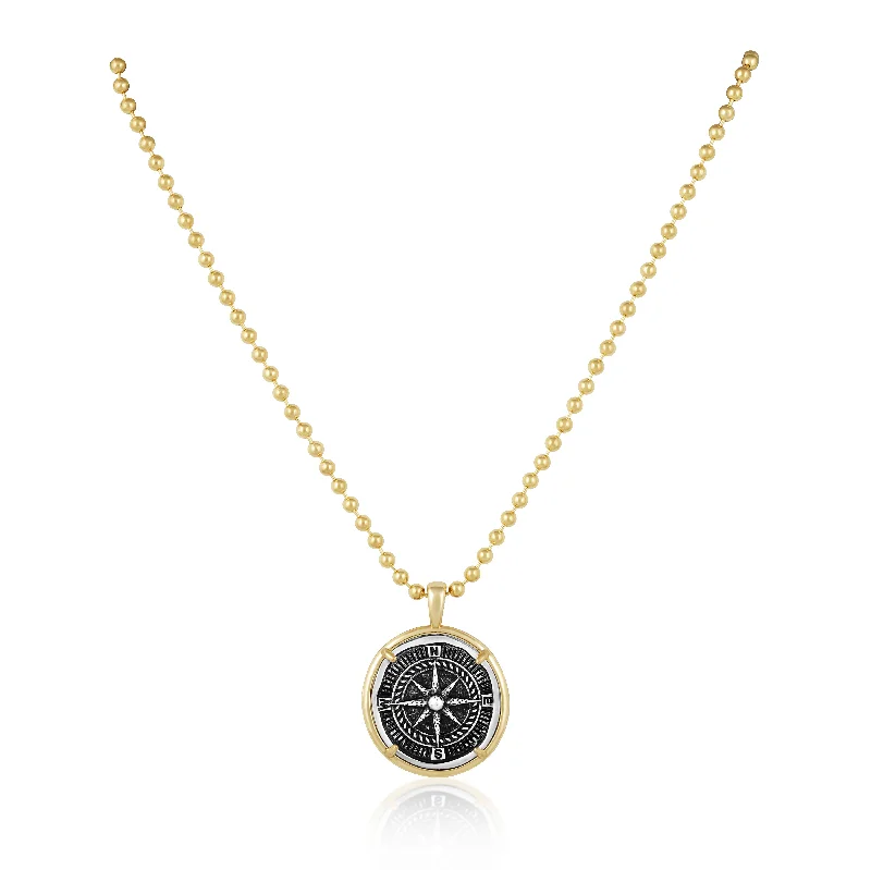 Women’s statement necklace-Compass Coin Necklace