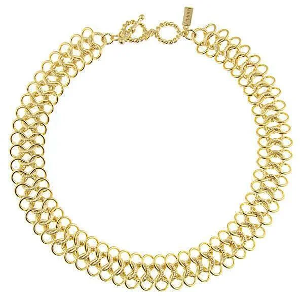 Women’s gold necklace-2028 Jewelry Ornate Link Collar Necklace 16