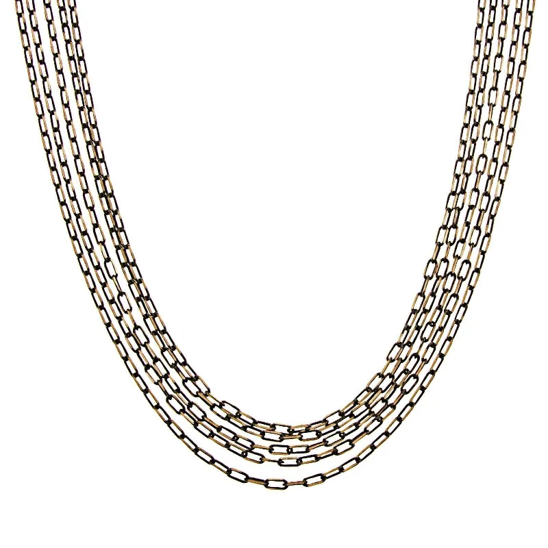 Women’s geometric necklace-1928 Jewelry Eclipse Black And Gold 5-Strand Multi Chain Necklace 16" + 3" Extender