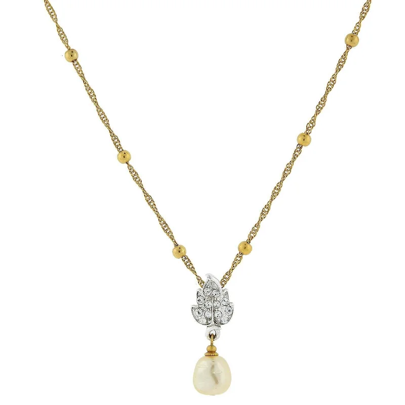 Women’s zodiac necklace-2028 Jewelry Crystal Baroque Faux Pearl Drop Necklace 18"