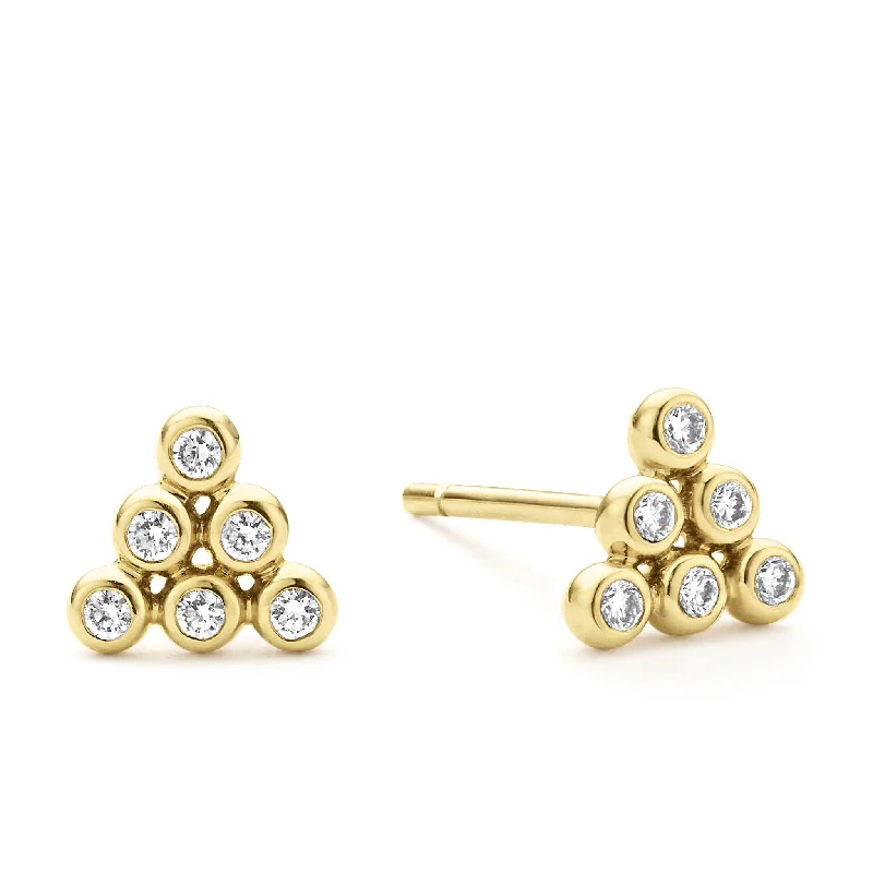 Women’s hoop and stud earrings-KSL 18K Gold Triangle Diamond Stud Earrings