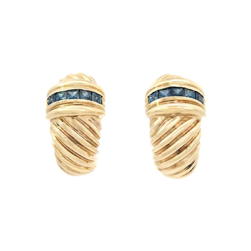 Women’s statement earrings-DAVID YURMAN Estate 14k Sapphire Earrings