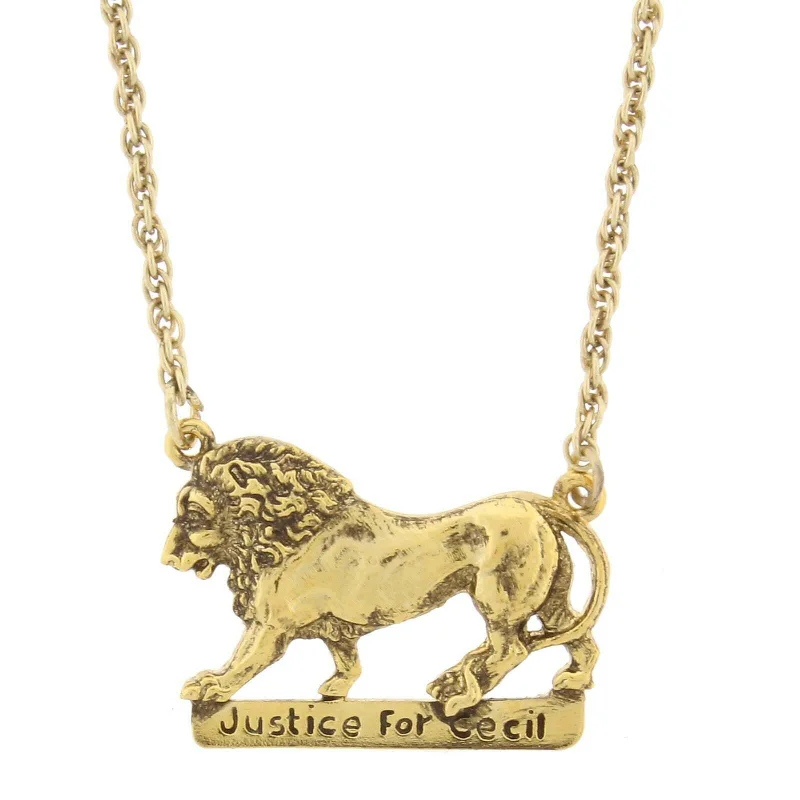 Women’s flower pendant necklace-1928 Jewelry Justice For Cecil The Lion Pendant Necklace 16" + 3" Extender