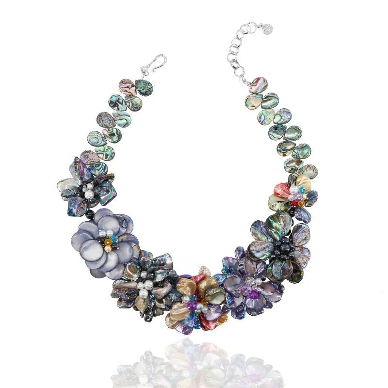 Women’s vintage necklace-Wisteria Semi Precious Necklace - Abalone