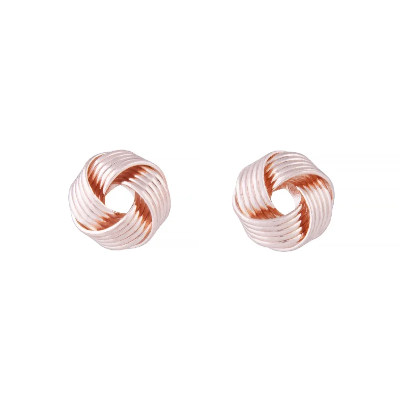 Women’s handmade earrings-Rose Gold Small Twisted Knot Stud