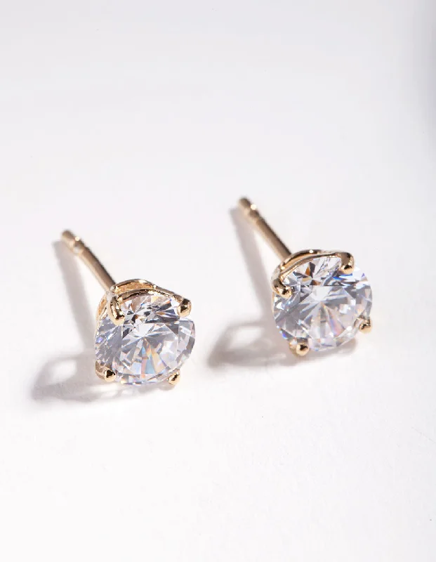 Women’s elegant hoop earrings-Gold Plated Sterling Silver Cubic Zirconia 1/2 Carat Stud Earrings