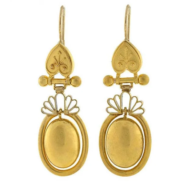 Women’s vintage diamond earrings-Victorian 15kt Gold Dangling Earrings