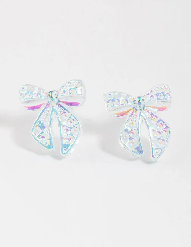 Women’s gold hoop earrings-Teal Ribbon Stud Earrings