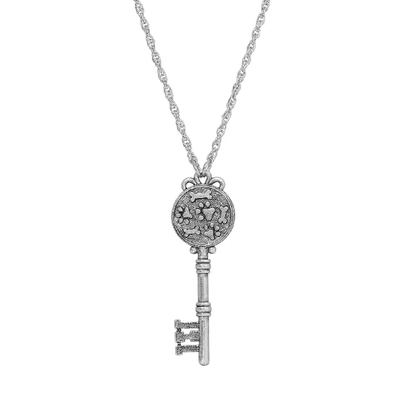 Women’s zodiac sign necklace-1928 Jewelry Paws And Bones Skeleton Key Pendant Necklace 28"