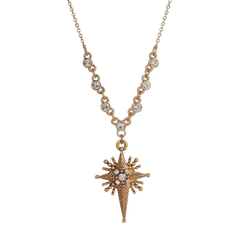 Women’s delicate necklace-Symbols Of Faith Star Of Bethlehem Crystal Cross Pendant Necklace 16" + 3" Extender