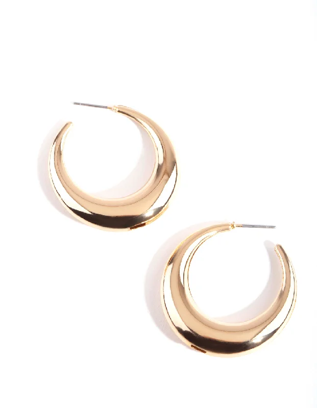 Women’s double hoop earrings-Gold Dip Hoop Earrings