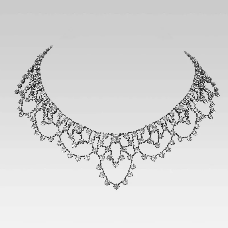 Women’s heart-shaped necklace-1928 Jewelry Austrian Crystal Draped Scalloped Necklace 16"