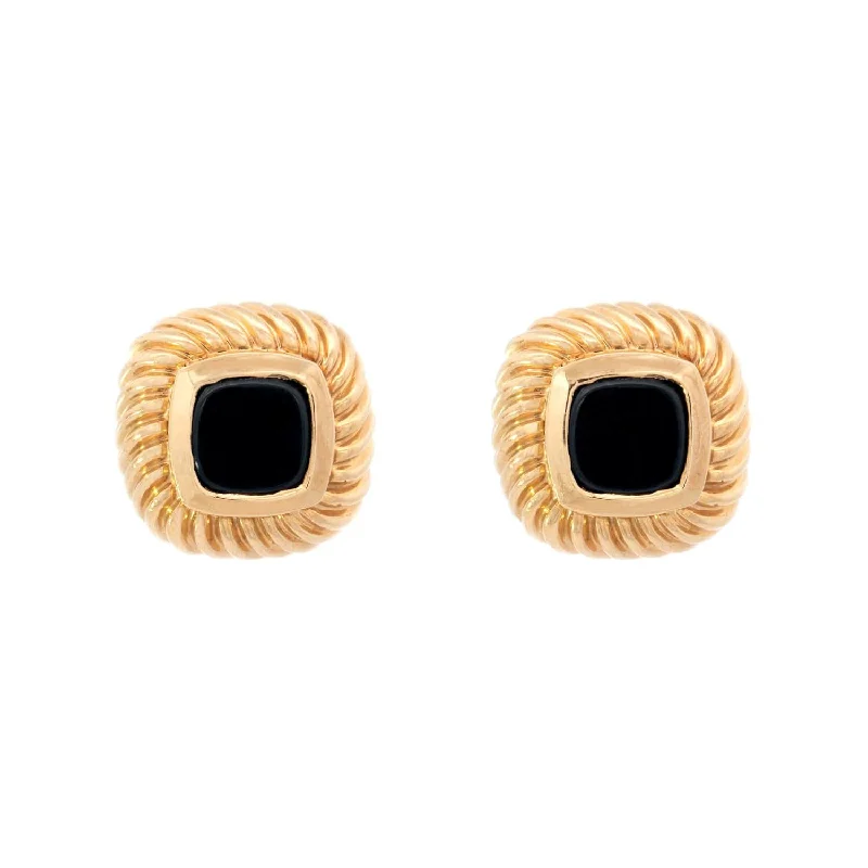 Women’s gemstone earrings-DAVID YURMAN Estate 18k Onyx Stud Earrings