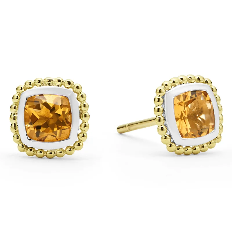 Women’s elegant hoop earrings-Rittenhouse Two-Tone Citrine Stud Earrings