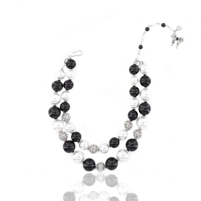 Women’s turquoise necklace-Diamonique Pearl Statement Necklace - B/W