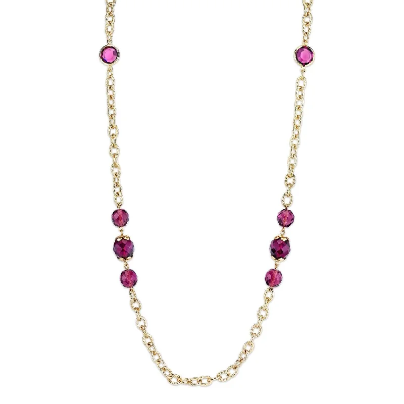 Women’s crystal necklace-2028 Jewelry Purple Bead & Channel Stone Long Strand Necklace 42"