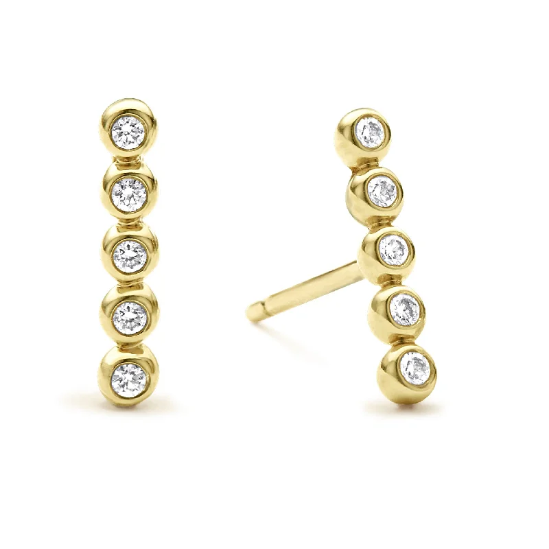 Women’s layered earrings-KSL 18K Gold Diamond Bar Stud Earrings