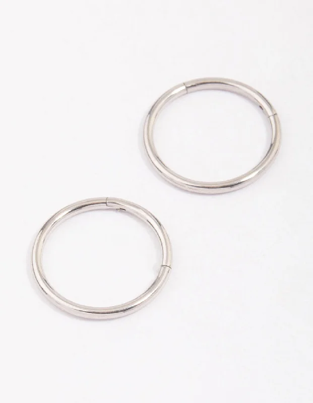 Women’s vintage earrings-Surgical Steel Sleeper Hoop Earrings 12mm