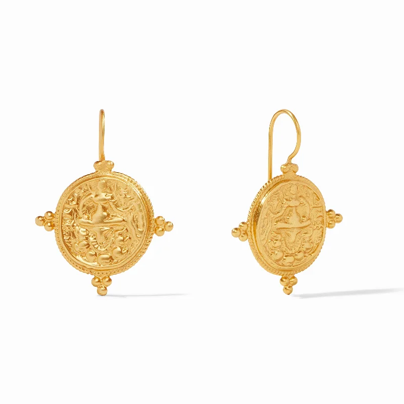 Women’s diamond drop earrings-Quatro Coin Earring